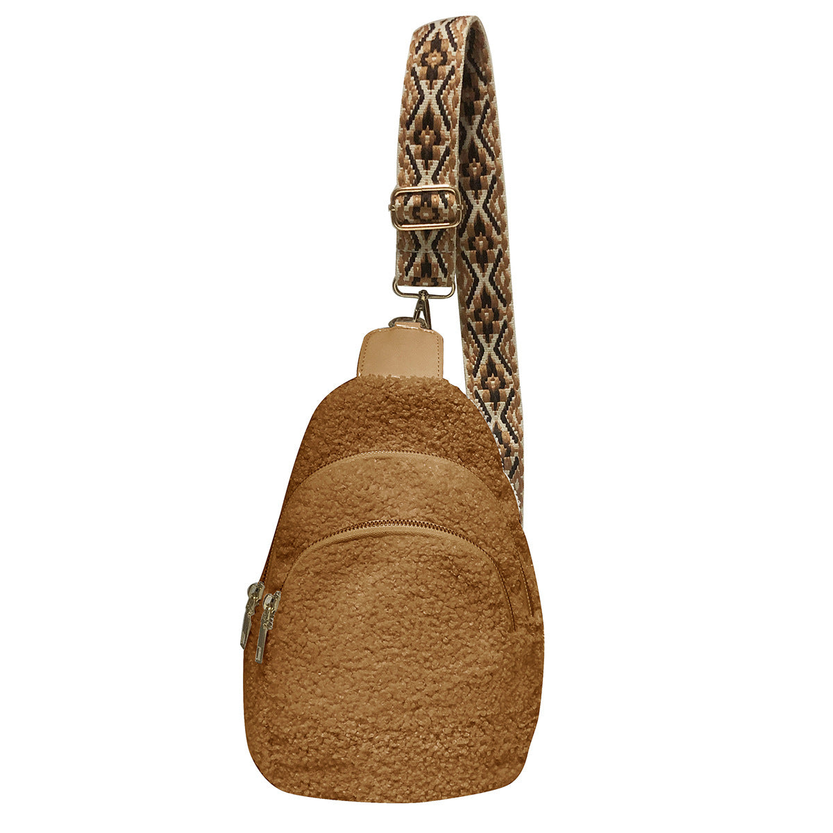 Wholesale Autumn and Winter Wide Shoulder Straps Crossbody Bags Sherpa Plush Chest Bags